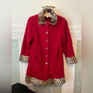 Girl’s Children’s Place red /leopard coat. 10/12 girls